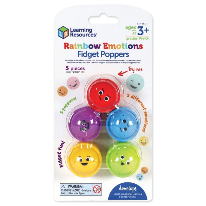 Rainbow Emotions Fidget Poppers, 5 pcs