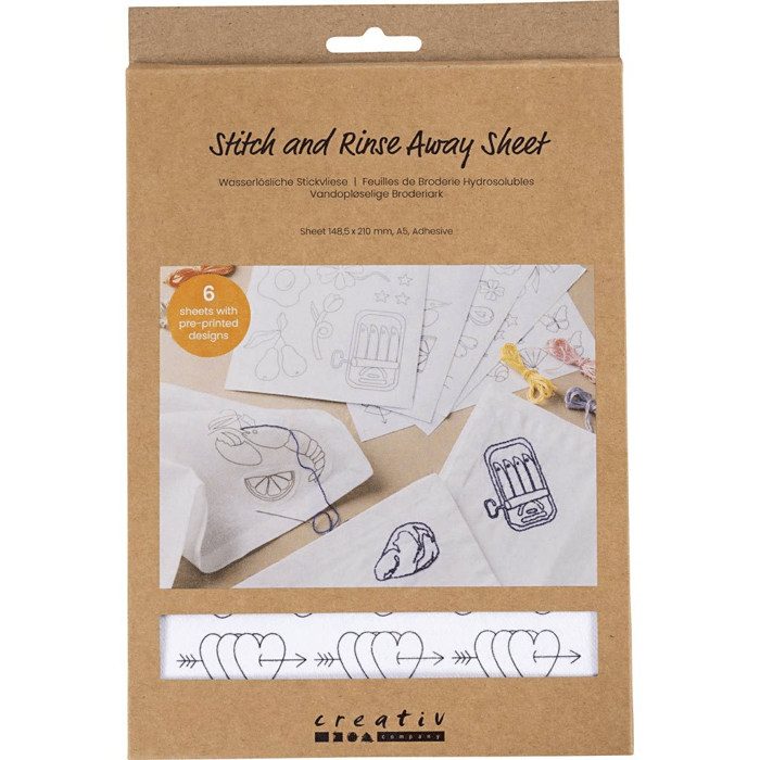 Wash-Away Embroidery Stabilizer - Designs, 6 pcs