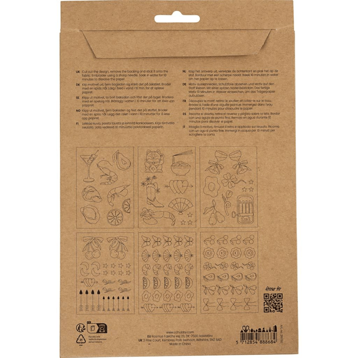 Wash-Away Embroidery Stabilizer - Designs, 6 pcs