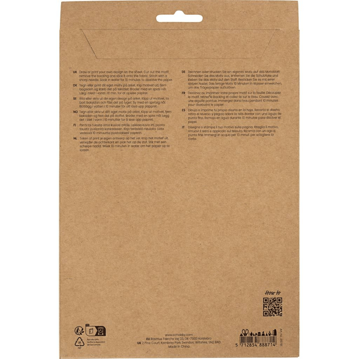 Wash-Away Embroidery Stabilizer - Blank, 6 pcs
