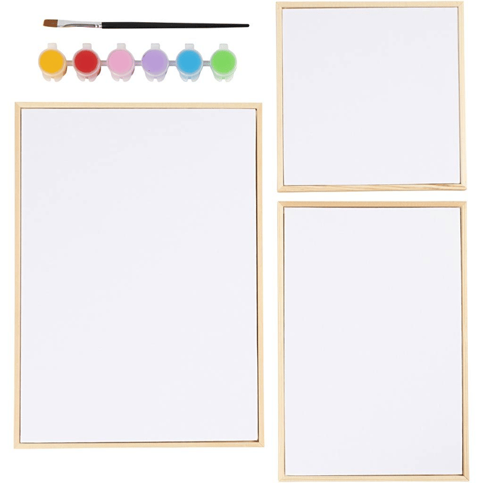 Paint Set with 3 Canvases - Colourful