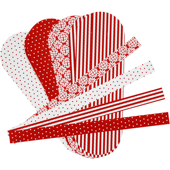 DIY Woven Paper Hearts - Red/White, 8 pcs