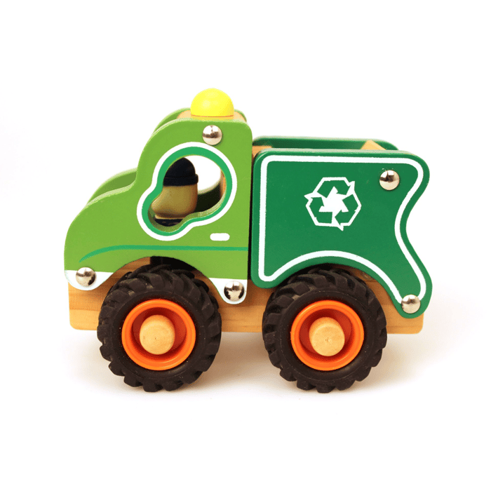 Garbage Truck with Rubber Wheels, H: 10.5 cm