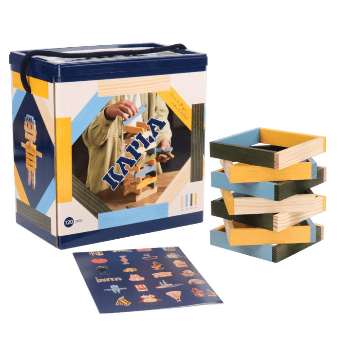 KAPLA Planks - Blue/Yellow/Green, 120 pcs