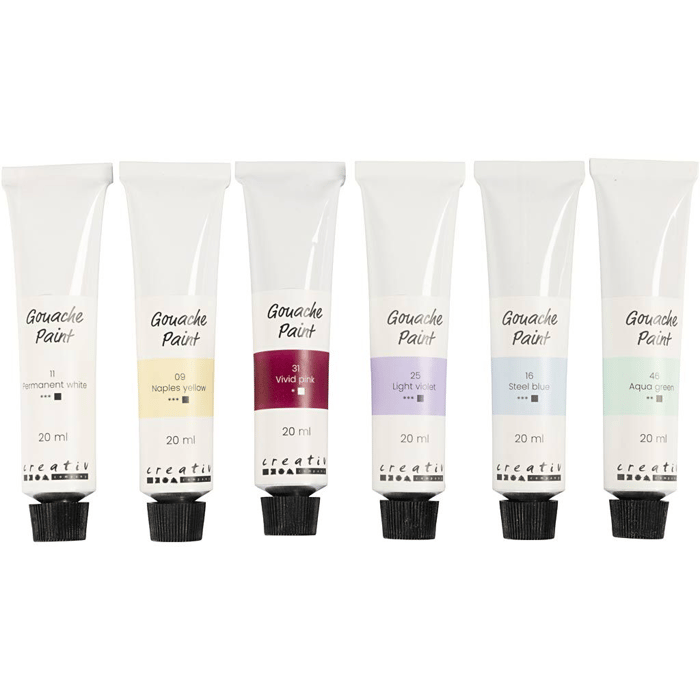 Gouache Paint 20 ml. - Pastel Colours, 6 pcs