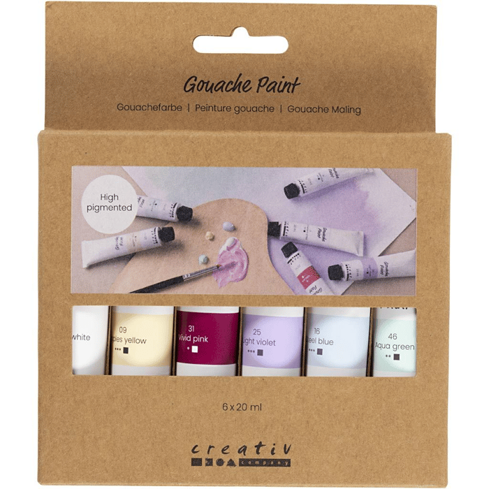 Gouache Paint 20 ml. - Pastel Colours, 6 pcs