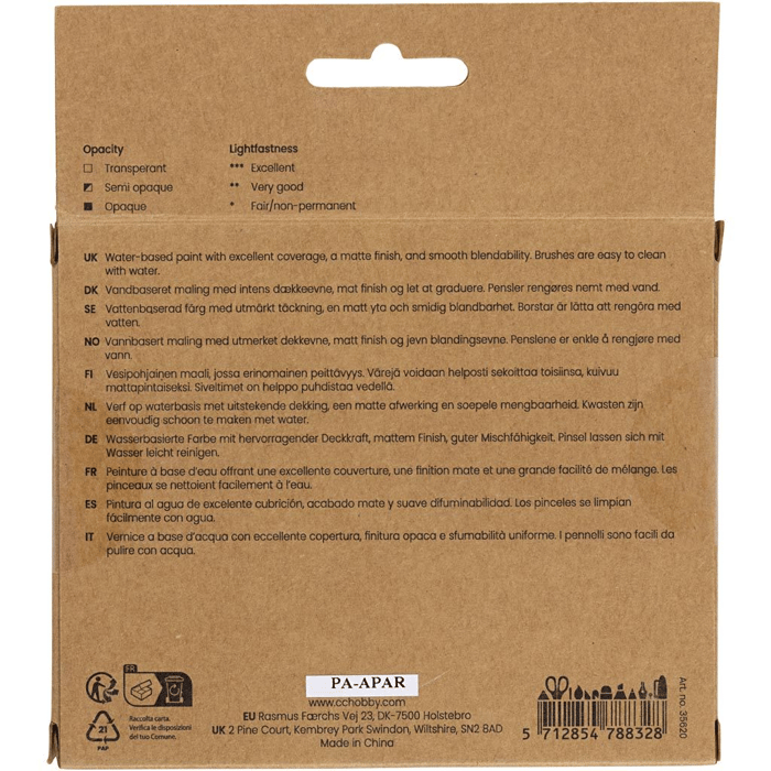 Gouache Paint 20 ml. - Natural Colours, 6 pcs