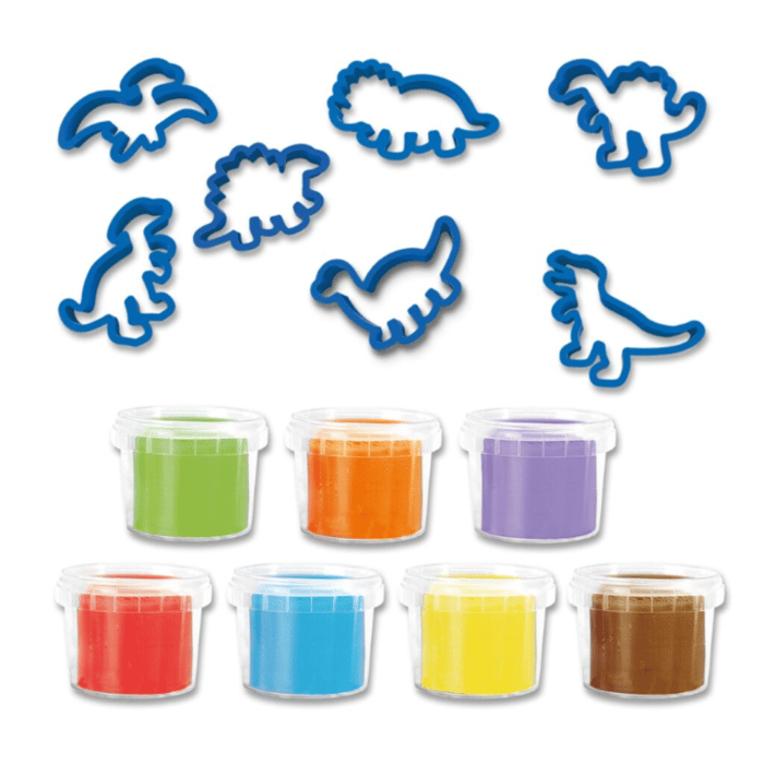 Modelling Clay 7x90 g + 7 Cutters - Dinosaurs