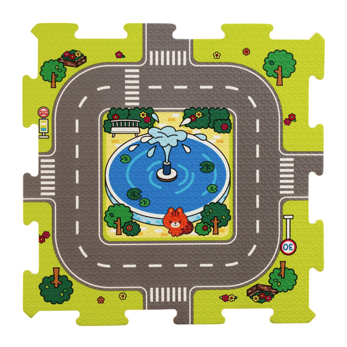 Traffic Floor Puzzle, 9 Tiles