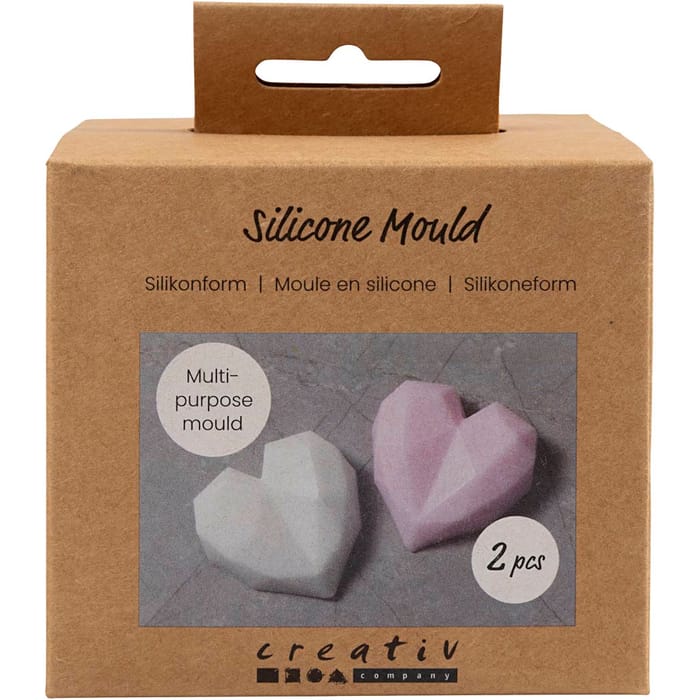 Silicone Mould - Faceted Hearts, 2 pcs