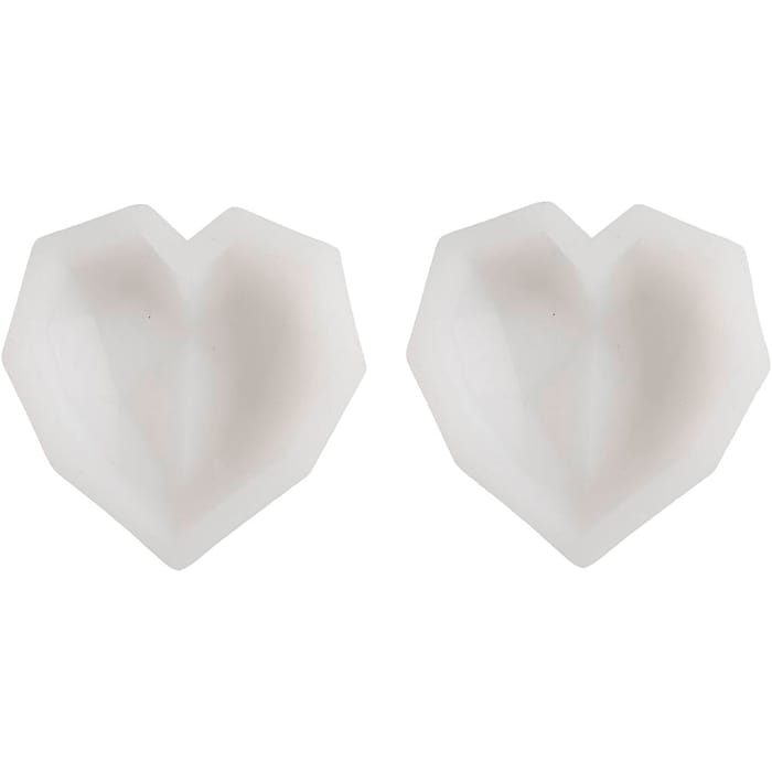 Silicone Mould - Faceted Hearts, 2 pcs