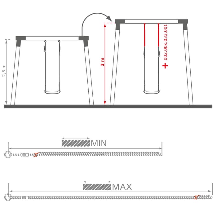 Swing Accs. - Adjustable Rope (1.0-1.85 m), 1 pc