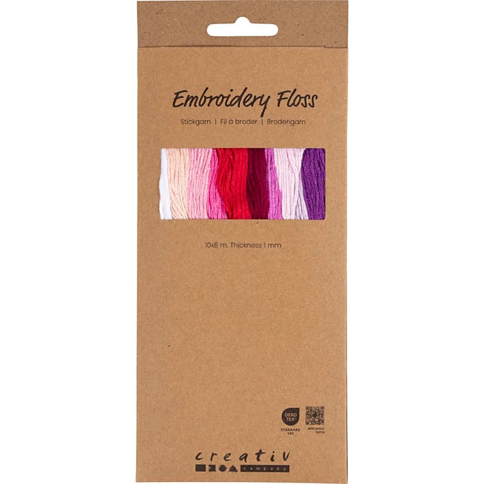 Embroidery Floss - Pink & Purple, 10 x 8 m