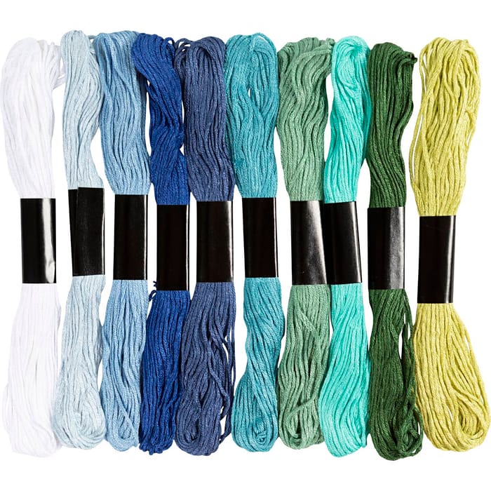Embroidery Floss - Blue & Green, 10 x 8 m