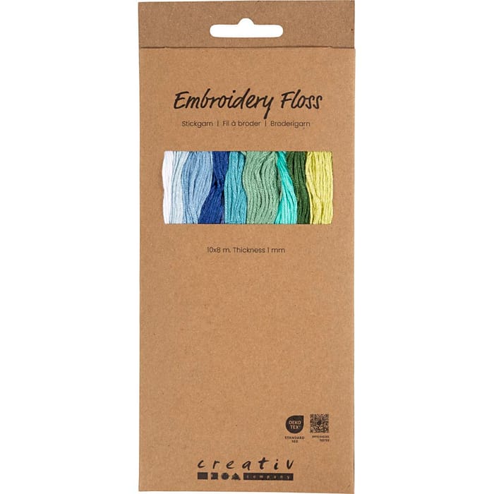 Embroidery Floss - Blue & Green, 10 x 8 m