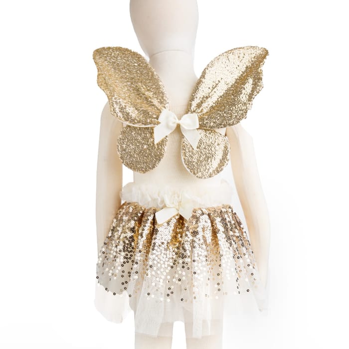 Skirt & Wings - Gold Sequins, 3-6 yrs