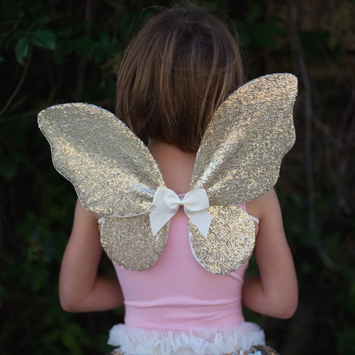 Skirt & Wings - Gold Sequins, 3-6 yrs