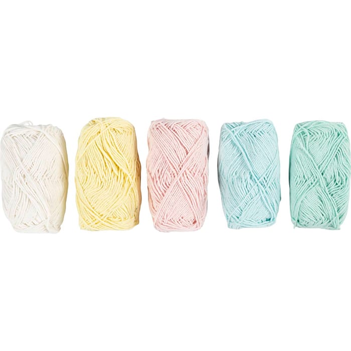 Cotton Yarn - Pastel, 5 x 50 m