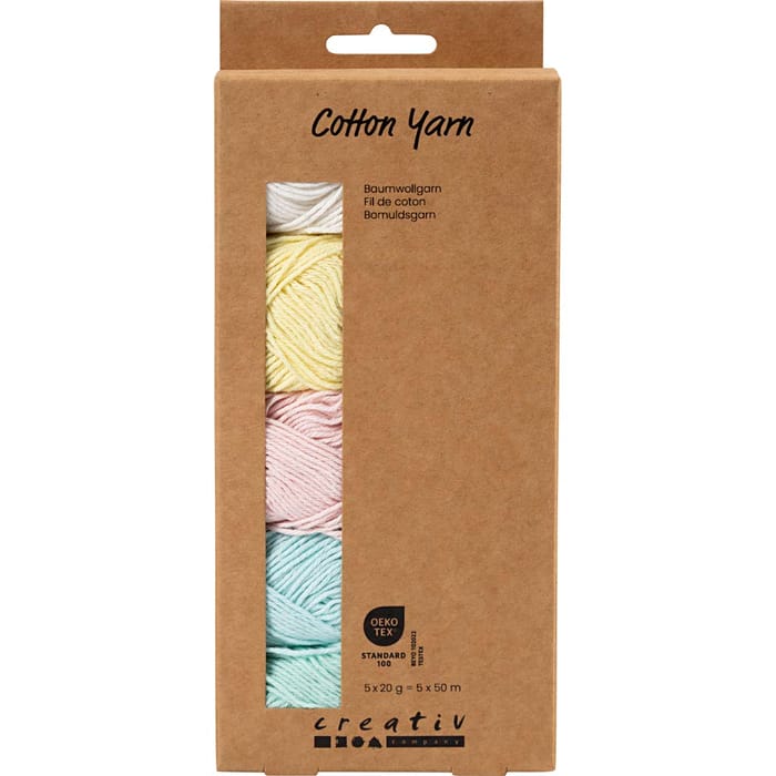 Cotton Yarn - Pastel, 5 x 50 m