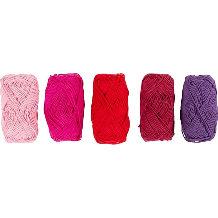Cotton Yarn - Pink & Purple, 5 x 50 m