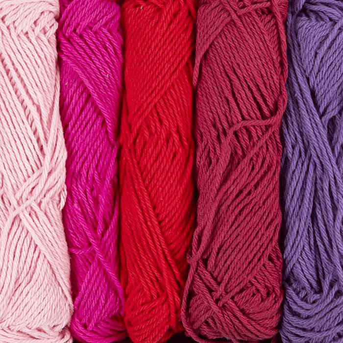 Cotton Yarn - Pink & Purple, 5 x 50 m