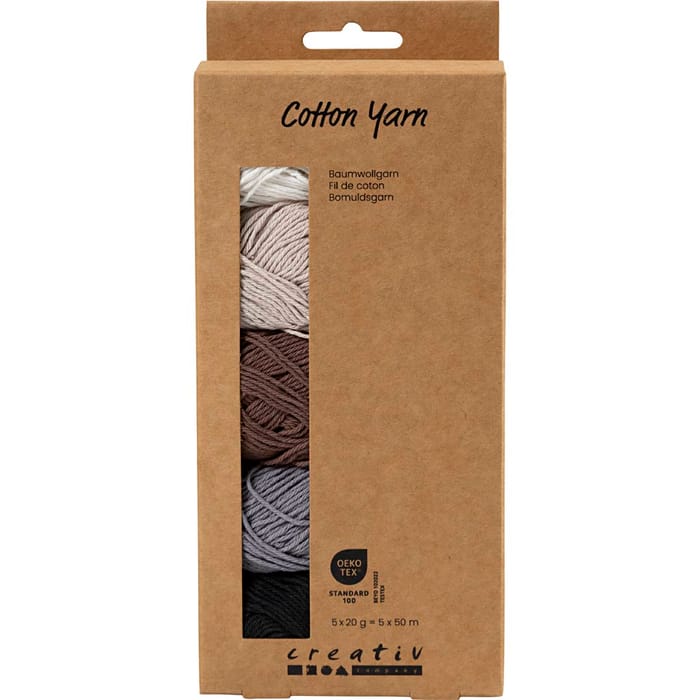 Cotton Yarn - Nature, 5 x 50 m