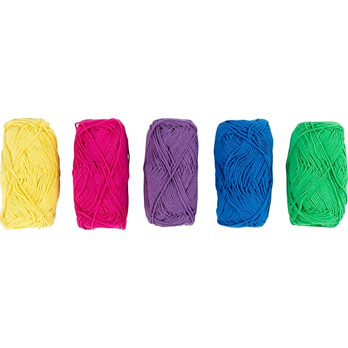 Cotton Yarn - Colourful, 5 x 50 m