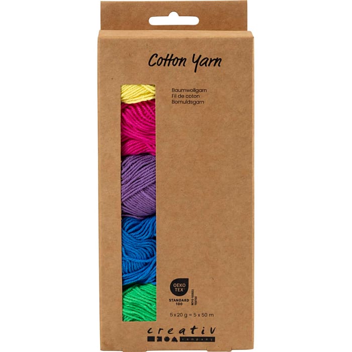 Cotton Yarn - Colourful, 5 x 50 m