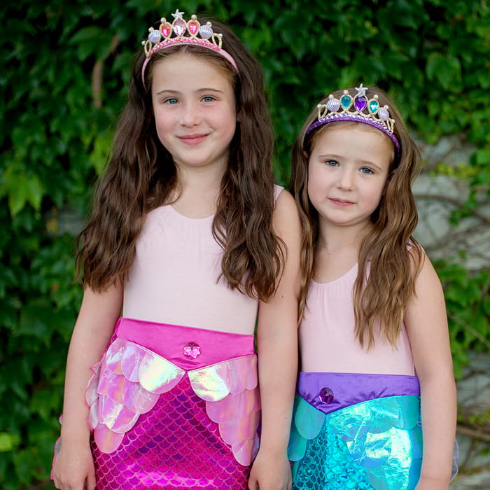 Mermaid Tail Skirt & Headband - Blue, Size 4-6 yrs