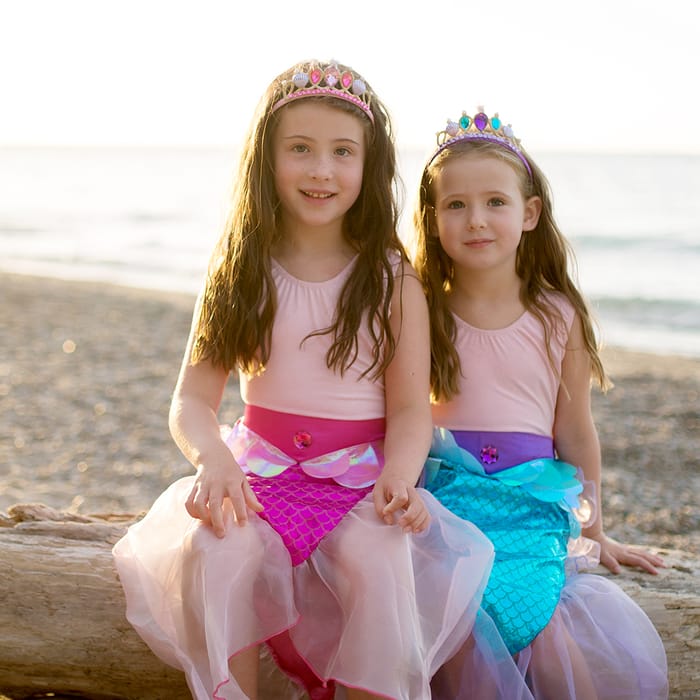 Mermaid Tail Skirt & Headband - Blue, Size 4-6 yrs