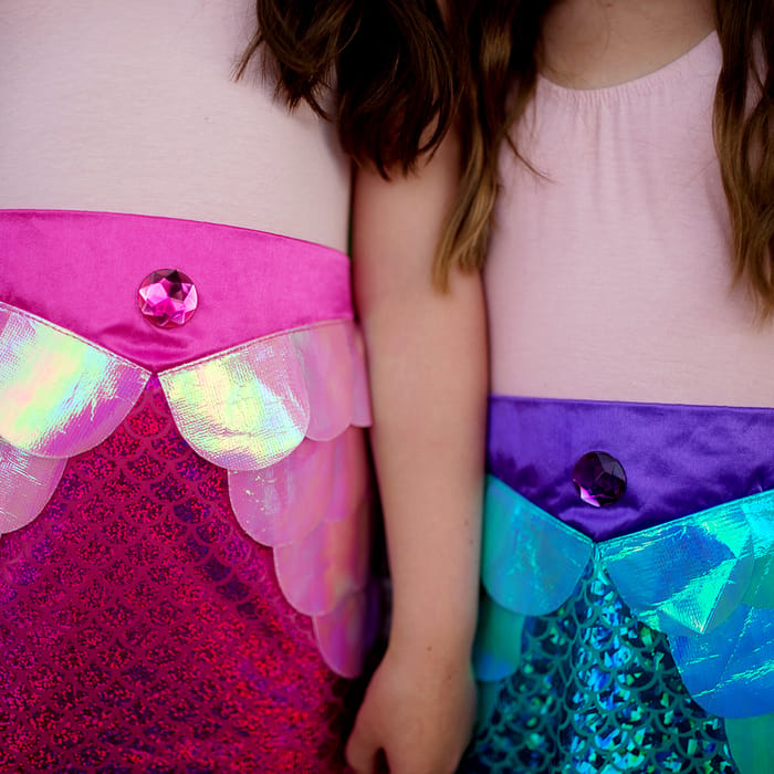 Mermaid Tail Skirt & Headband - Blue, Size 4-6 yrs