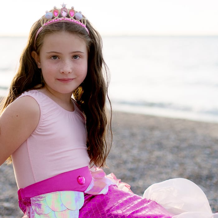Mermaid Tail Skirt & Headband - Pink, Size 4-6 yrs
