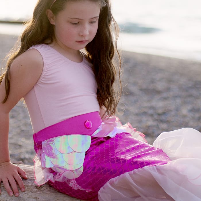 Mermaid Tail Skirt & Headband - Pink, Size 4-6 yrs