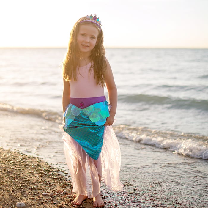 Mermaid Tail Skirt & Headband - Blue, Size 4-6 yrs
