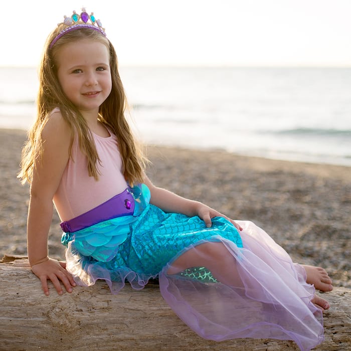 Mermaid Tail Skirt & Headband - Blue, Size 4-6 yrs