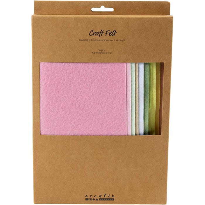 Felt Fabric Sheets A4 - Pastel, 10 sheets