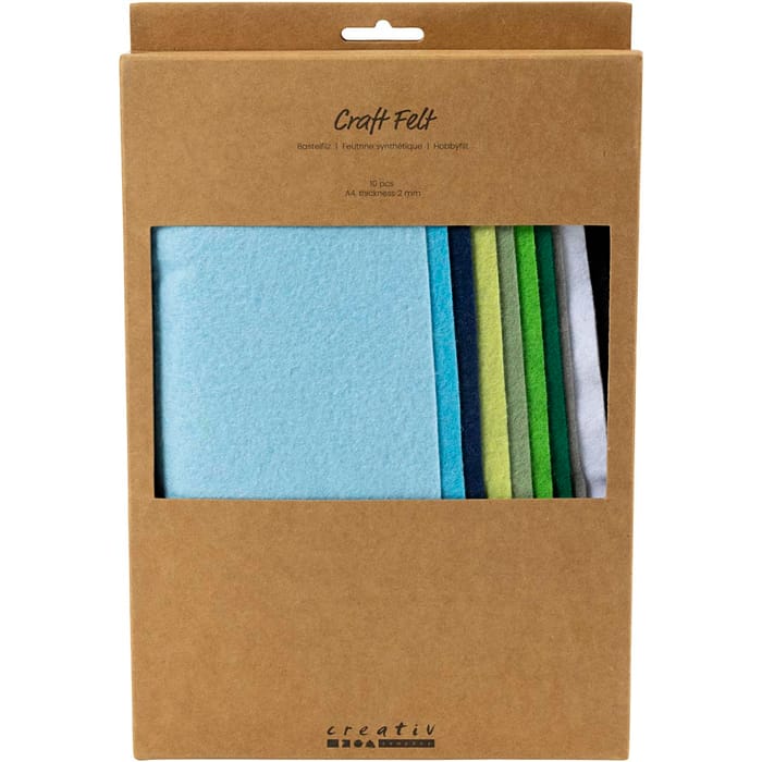 Felt Fabric Sheets A4 - Blue/Green, 10 sheets