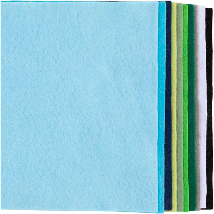Felt Fabric Sheets A4 - Blue/Green, 10 sheets