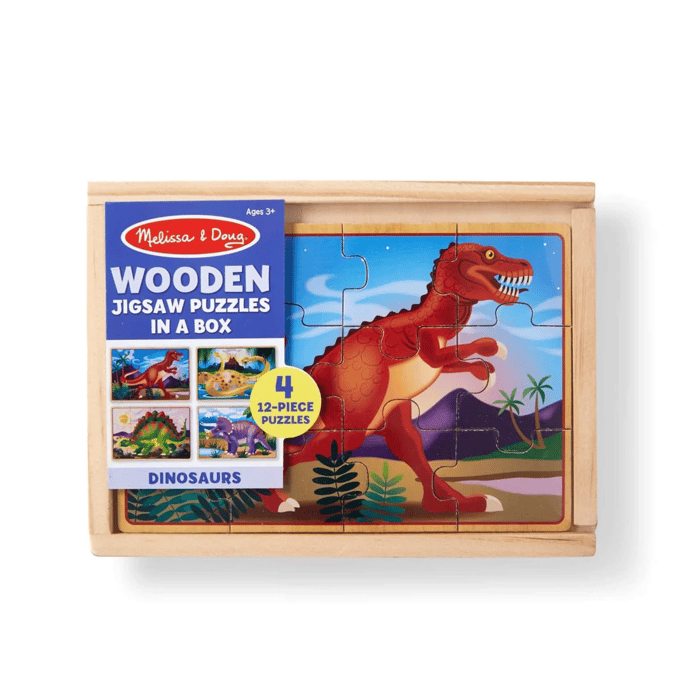 Wooden Puzzles - Dinosaurs, 4 x 12 pcs