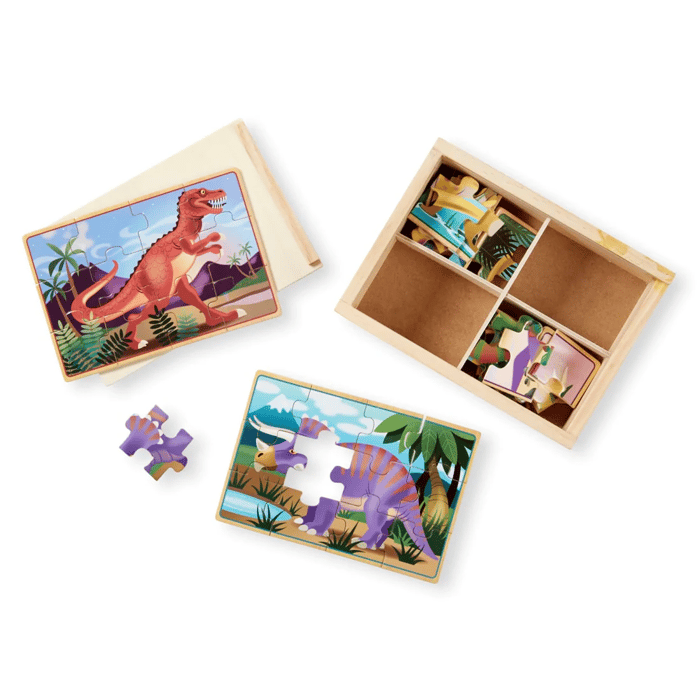 Wooden Puzzles - Dinosaurs, 4 x 12 pcs
