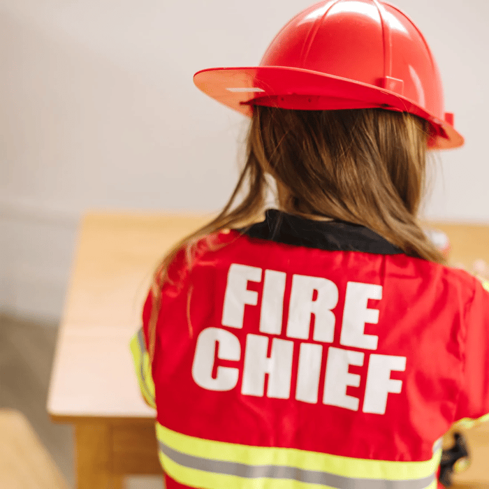 Fire Chief Costume Set with Helmet, Size 3-6 Years