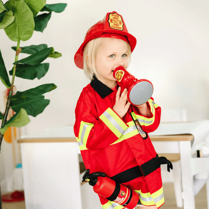 Fire Chief Costume Set with Helmet, Size 3-6 Years