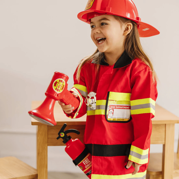 Fire Chief Costume Set with Helmet, Size 3-6 Years