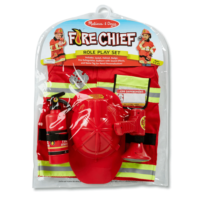 Fire Chief Costume Set with Helmet, Size 3-6 Years