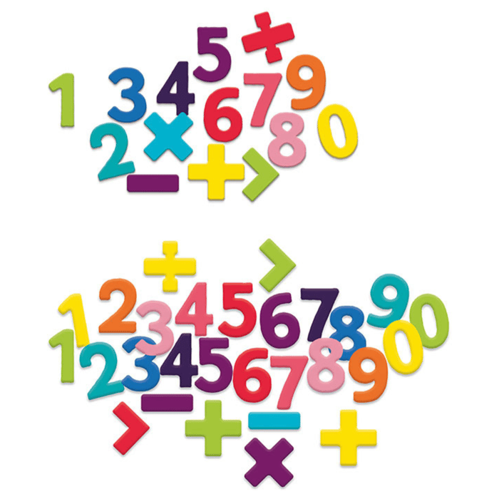 Wooden Magnetic Numbers and Symbols, 58 pcs