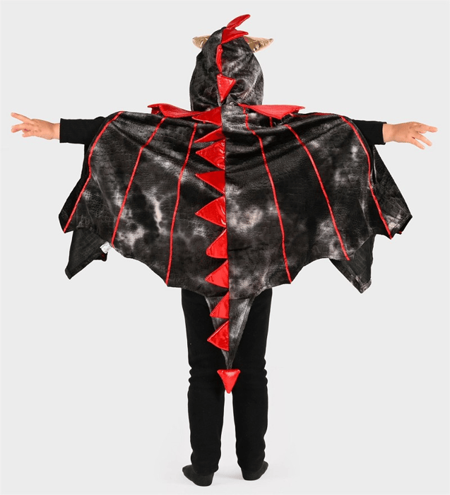 Dragon Costume Cape - Black/Red, size 3-8 years