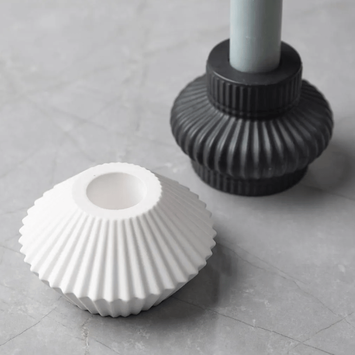 Silicone Mould - Ribbed Candlestick Holders, 2 pcs