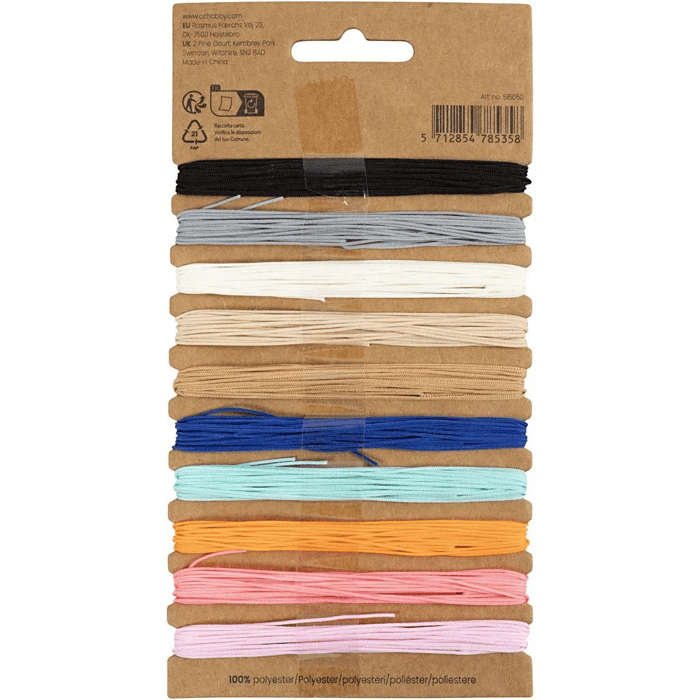 Polyester Cord Ø0.6 mm - Assorted Colours, 10 pcs