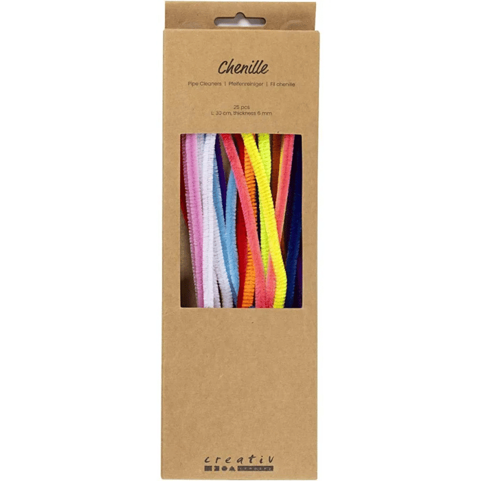 Chenille Pipe Cleaners Ø6 mm - Multicolour, 25 pcs