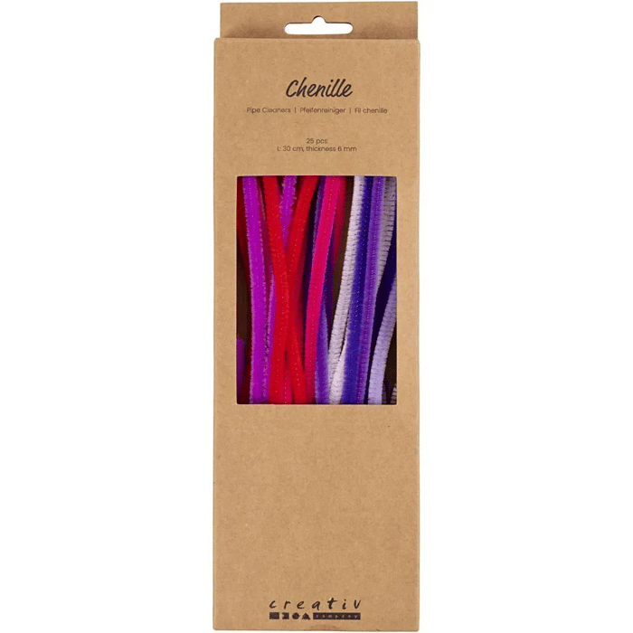 Chenille Pipe Cleaners Ø6 mm - Purple/Pink, 25 pcs